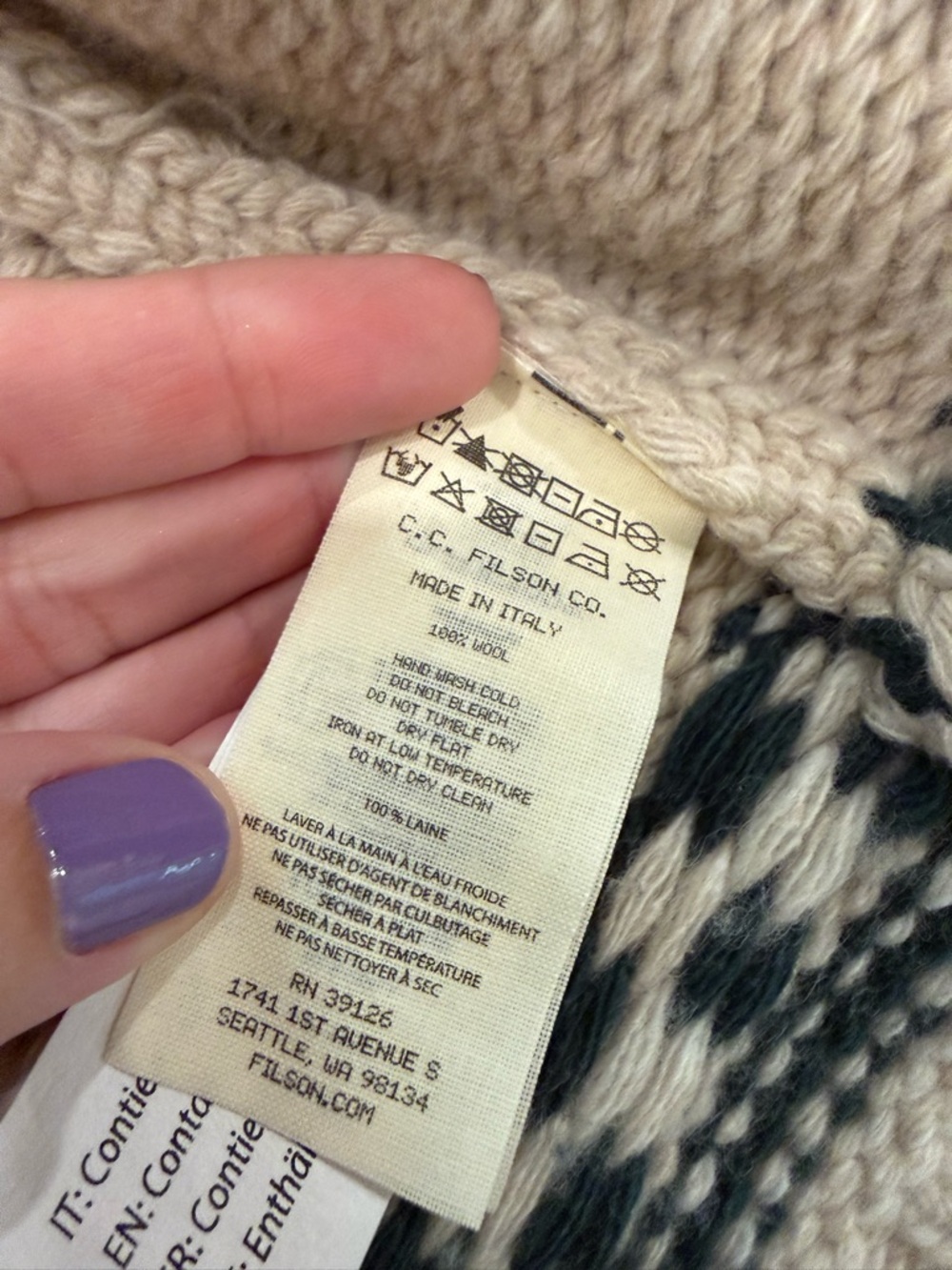 Filson equestrian horse cardigan 100% virgin wool made in Italy RARE women’s M - Picture 8 of 9